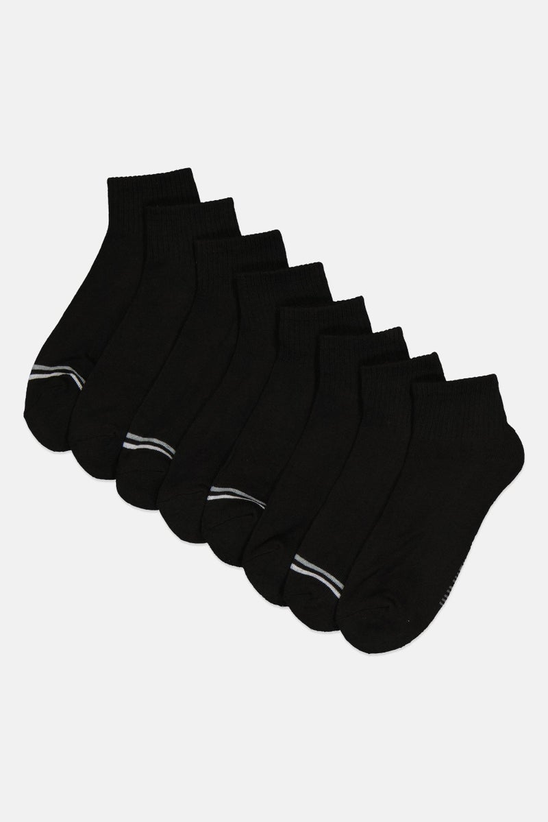 Ben Sherman Men 8 Pairs Brand Logo Quarter Cut Socks, Black  - Image 1
