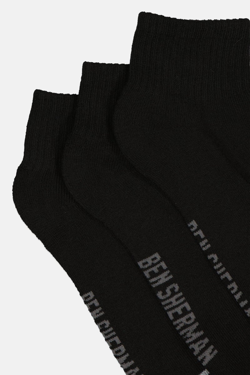 Ben Sherman Men 8 Pairs Brand Logo Quarter Cut Socks, Black  - Image 2