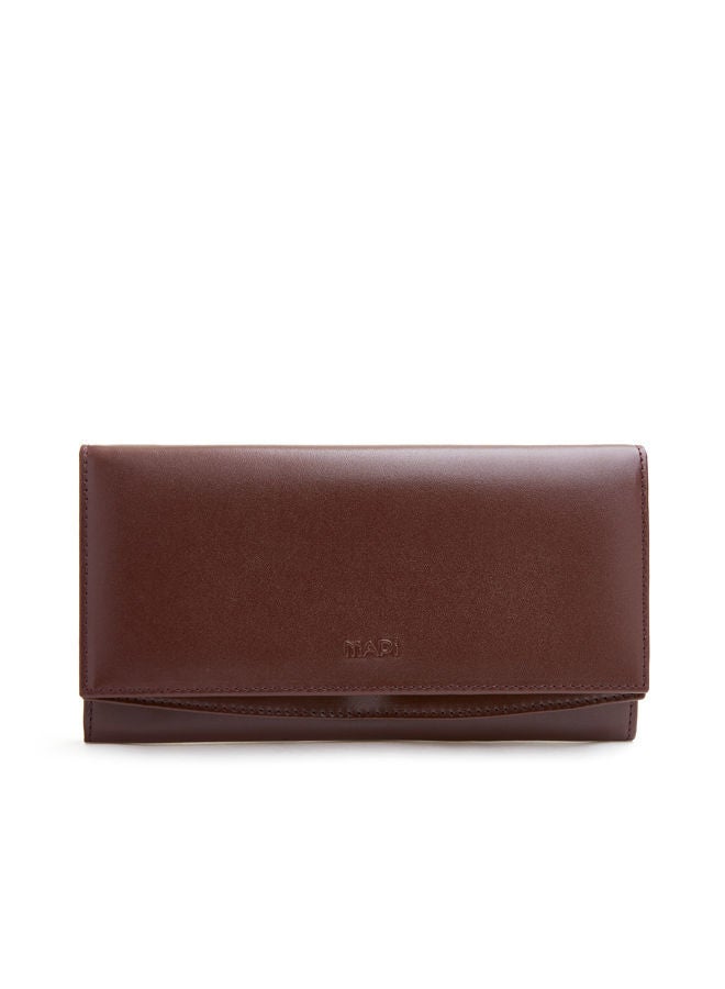 NIBEMINENT Genuine French Leather Checkbook Wallet Tea  - Image 1