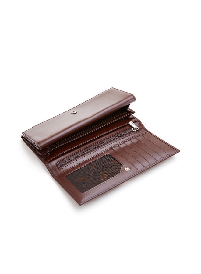 NIBEMINENT Genuine French Leather Checkbook Wallet Tea  - Image 3