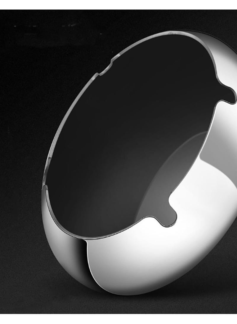 Ashtray, Stainless Steel Windproof Ash Tray for Home Office Hotel Patio Indoor Outdoor (Silver, Large) - Image 3