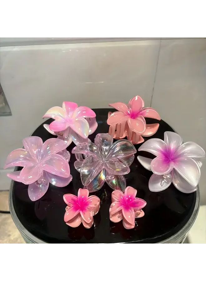 Rose Pink Floral Hair Clips 7pcs Bohemian Style Hairpins for Women Everyday Accessories - Image 4