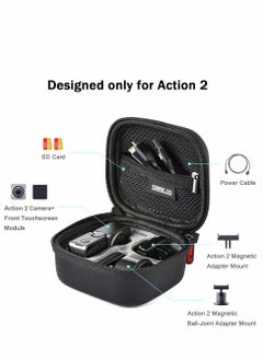 Y&D Mini Carrying Case Protective Storage Bag with Surface-Waterproof for DJI Action 2 Dual-Screen Combination Accessory Drop-Proof Box Travel and (Black)  - Image 2