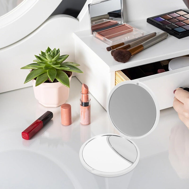 Folding Compact Travel Mirror 5X Magnifying Small Handheld Makeup Mirror Portable Mini Round Flip for Women Outdoor Pocket Use - Image 3