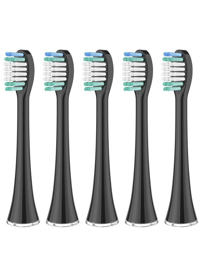 Harobey Replacement Toothbrush Heads Compatible with AquaSonic Black Series, Vibe Series, Black Series Pro,and for Duo Series Pro Electric Toothbrush Black, Pack of 5 - Image 1