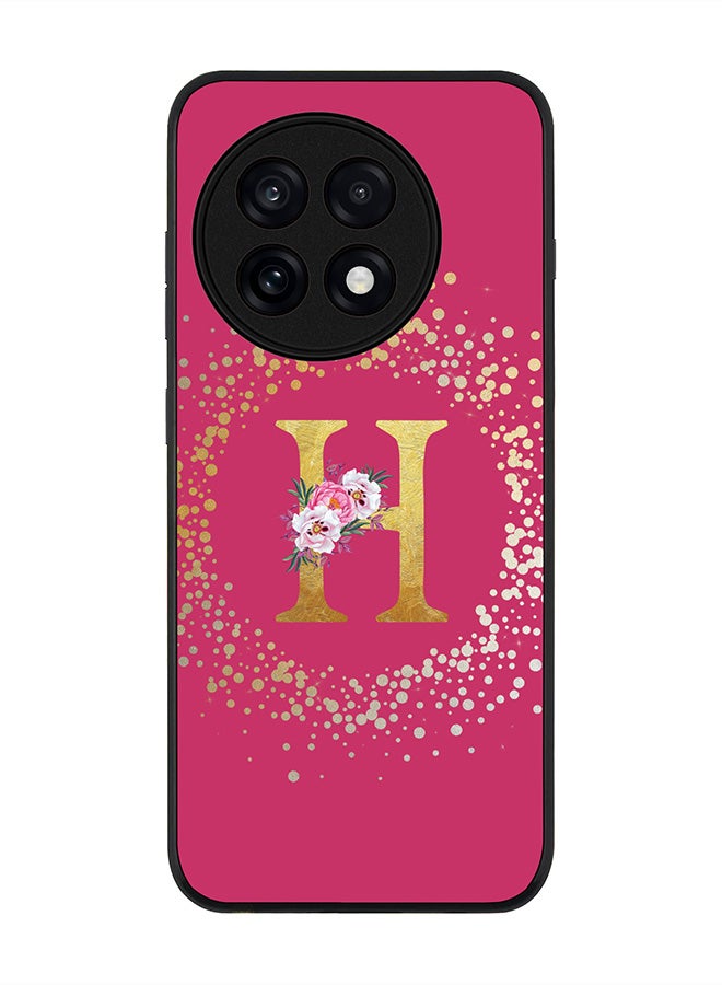 Stylizedd For OnePlus 13R / Ace 5 Pro Case,Slim fit Camera Protection, Shockproof Thin Phone cover  - Custom Monogram Floral - H ( Deep Pink )