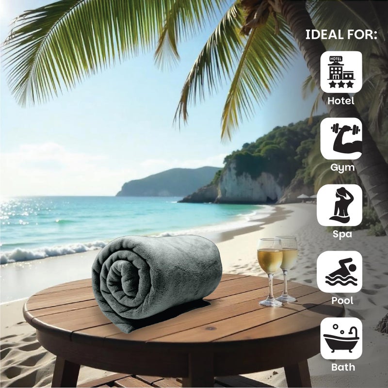 HOUSSE HOUSSE Premium Microfiber Bath Towel Large 60 * 120 cm Quick Dry Towels Specially for Kids Age 0-16 Years | Super Soft Plush 450 GSM | Ultra Absorbent for Home Swimming Sports & Travel (Dusty Olive)  - Image 3