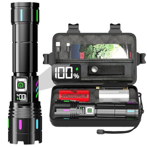 Shadowhawk Torch Light High Power Rechargeable 10000 Lumens - 30W LED Flashlight with LCD Display | Long Range 2km & 12H Long Lasting USB C Powerful Waterproof Torches for Camping/Trekking/Emergency - Image 1