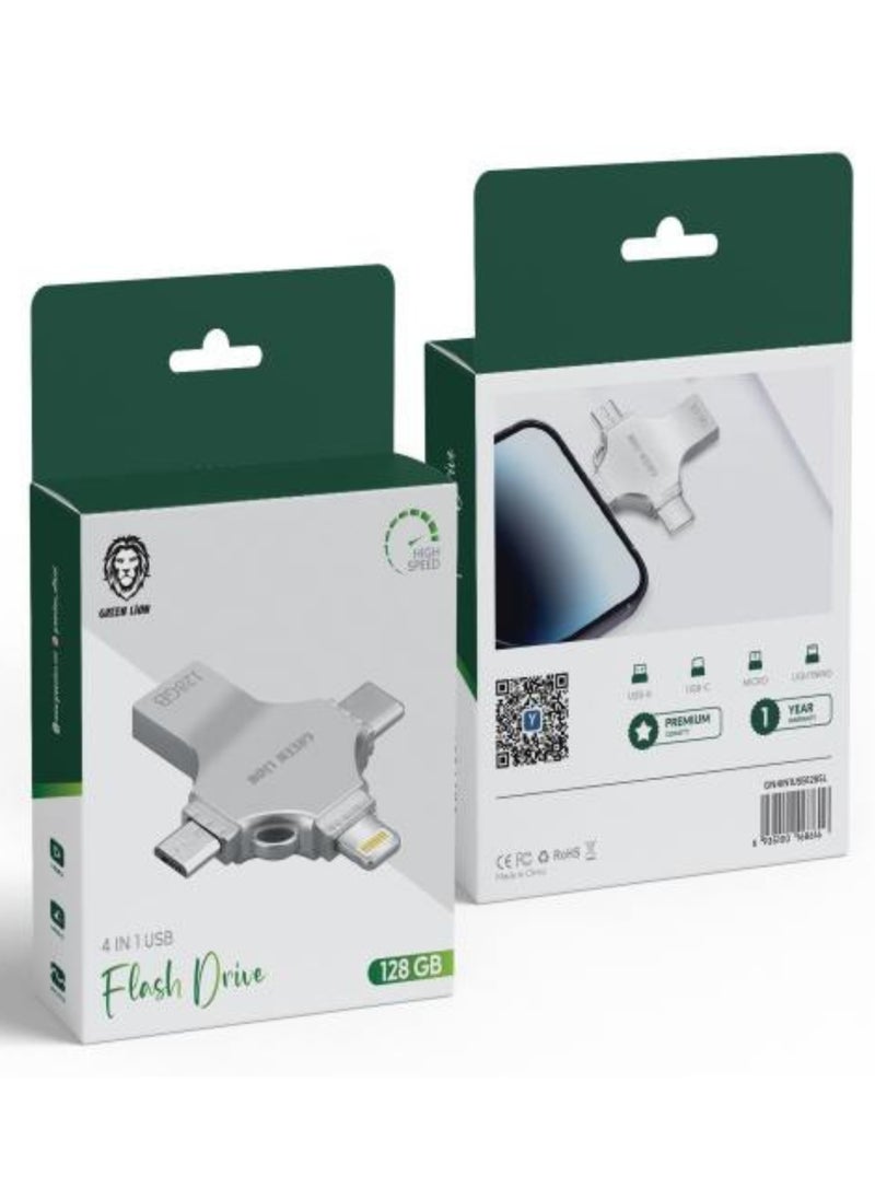 GreenLion 4-in-1 USB Flash Drive 128GB - Silver  - Image 3