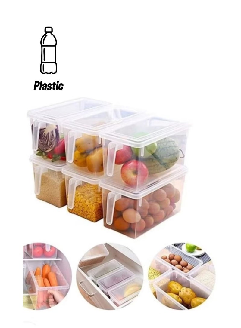 بي جي إم بروما - صناديق تخزين الطعام مع أغطية ومقبض، مجموعة من 2 علبة بلاستيكية كبيرة سعة 4.7 لتر قابلة للتكديس في الثلاجة والمطبخ والخزانة لتخزين الطعام والفاكهة والبيض والخضراوات متعدد الألوان