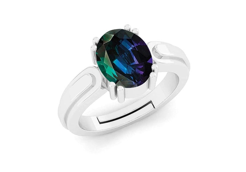 Sidharth Gems Lab Certified Alexandrite 925 Sterling Silver Adjustable Ring Excellent Quality AAA++ 15.25 Ratti / 14.72 Carat Gemstone - Image 2