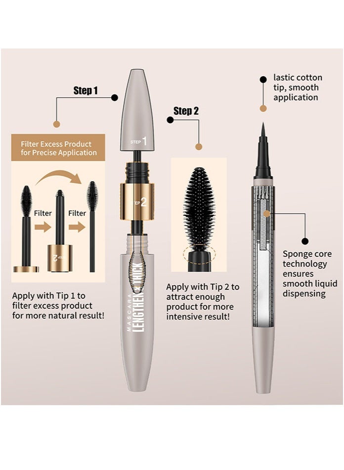 Cross-border best-selling mascara + eyeliner duo set - Waterproof and sweat-resistant, long and curled eyeliner - Image 3