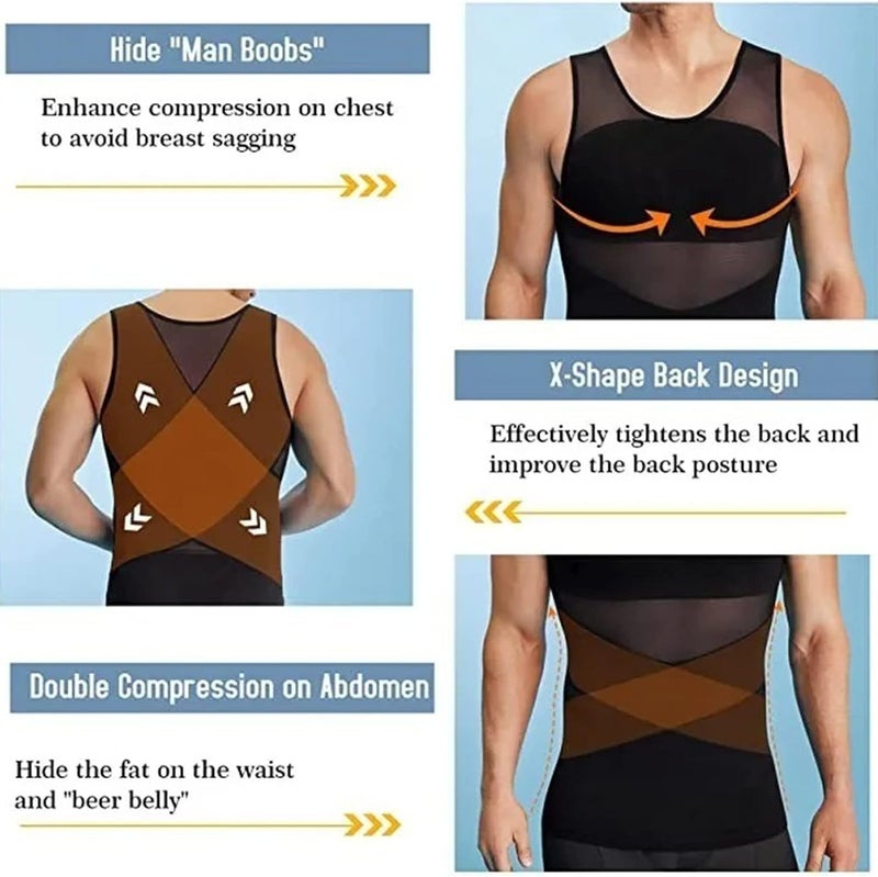 كلاراكو قميص كلاركو الضاغط للرجال، بطن مسطح وظهر مستقيم، نسيج مسامي، سترة رياضية للياقة البدنية والجري - Image 5