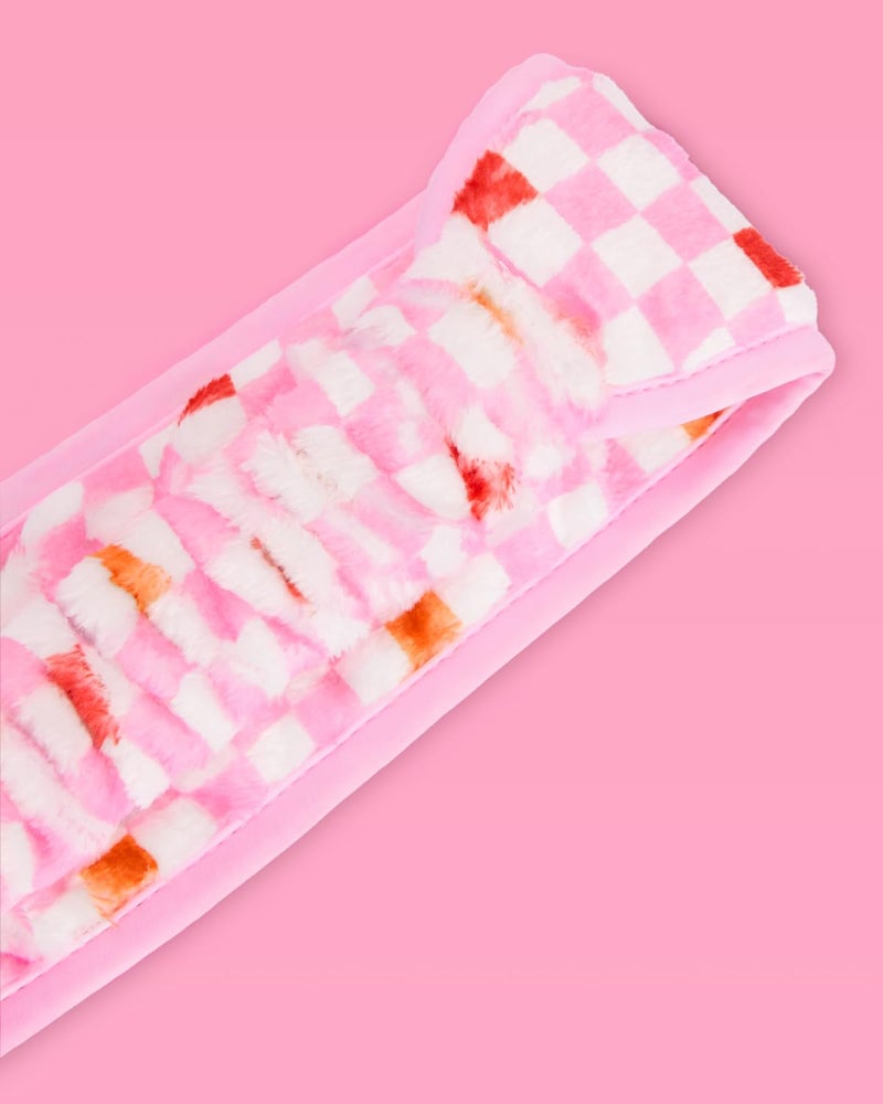 xo, Fetti Checkered Facial Spa Skincare Headband | Bachelorette Party Favor, Bridesmaid Goodie Bag, GRWM, Bridal Shower Gift, Girl's Makeup Head Wrap - Image 4