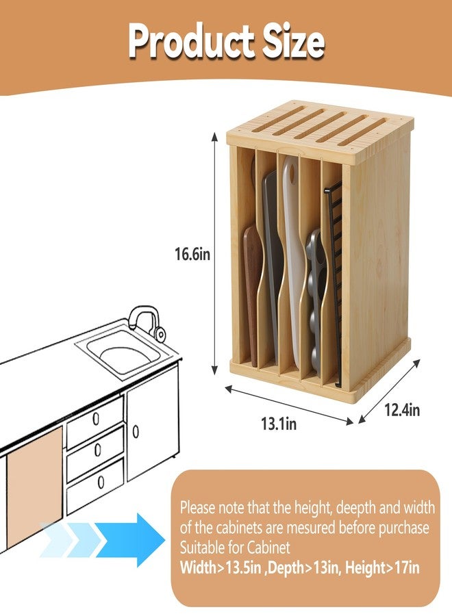 tonchean 6 Tier Wooden Tray Dividers for Cabinets Baking Cookie Sheet Organizer for Pot, Pans, Baking Tray Organizer for Kitchen Documents Storage - Image 3