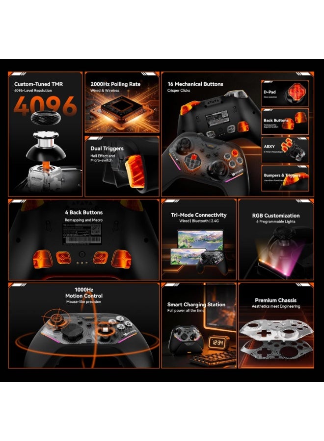 BIGBIG WON Professional Gamepad BIGBIG WON GALE 2 Wireless Gaming Controller with Charging Dock, Tri-Mode Connectivity Wired/Bluetooth/2.4G for Switch1/2 / PC / Android / iOS / TV / IVI / Tablets with TMR Hall Joystick, Dual-Mode Triggers, 1000mAh Battery, 1000Hz Polling Rate, 6-Axis Gyroscope, 16 Mechanical Buttons Crisper Clicks, 4 Programmable Back Buttons, RGB Lights - Image 4