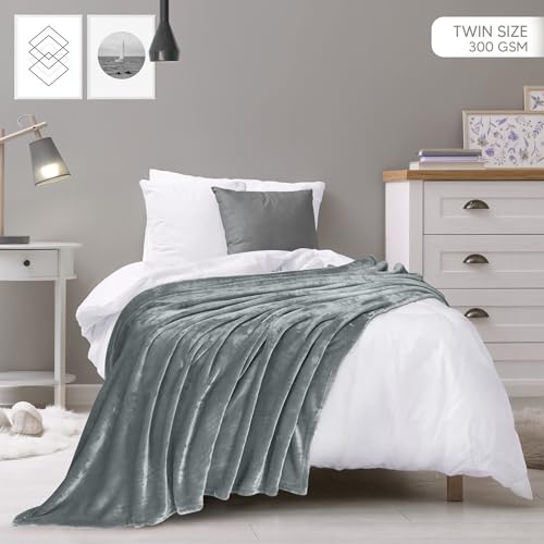 Utopia Bedding Fleece Blanket Twin Size Ash Grey 300GSM Luxury Anti-Static Fuzzy Soft Microfiber Bed Blanket (60x80 Inch) - Image 2