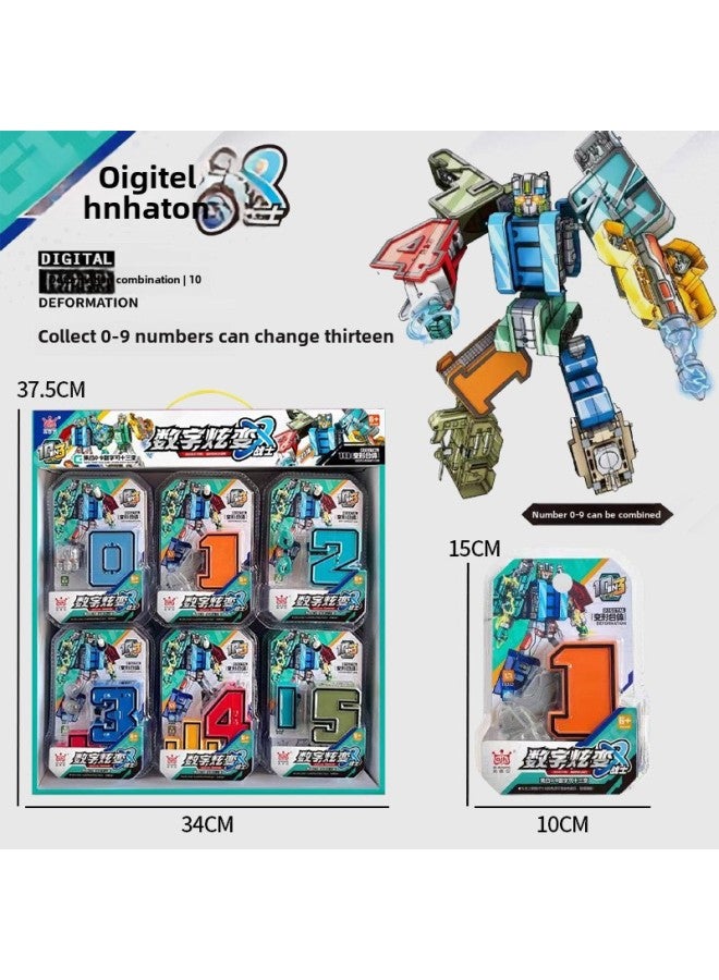 Digital Deformation Educational Toy Boy Assembled Figure Letter Building Blocks 3 To 6 Years Old Boys 5 To 7 Children Birthday Gift-color:1 Single Number 【blister Box Packaging】 - Image 1