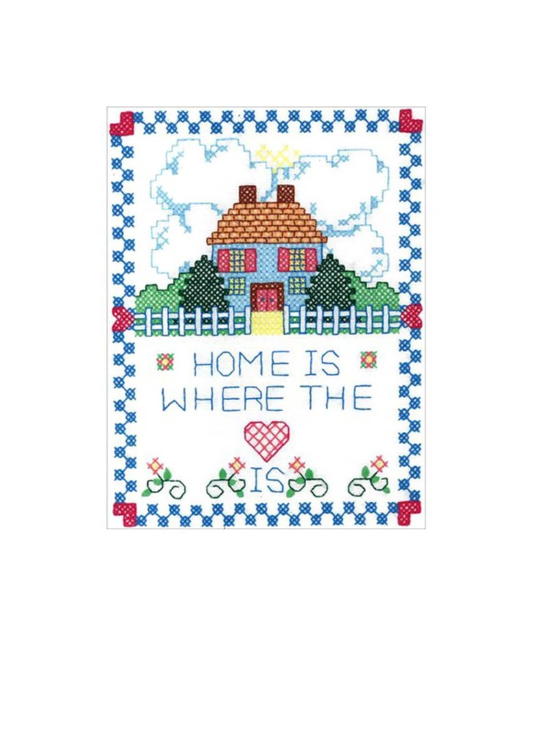 Bucilla Stamped Embroidery Kit 8in x 10in Home Is Where The Heart It - Image 1