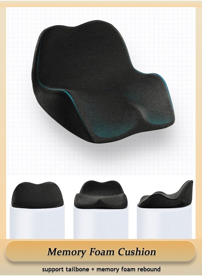Generic - Seat Cushion – Office Chair Cushion – Non-Slip Gel & Memory Foam Coccyx Cushion for Tailbone Pain - Desk Chair Car Seat Cushion Driving - Sciatica & Back Pain Relief（Black） - Image 1