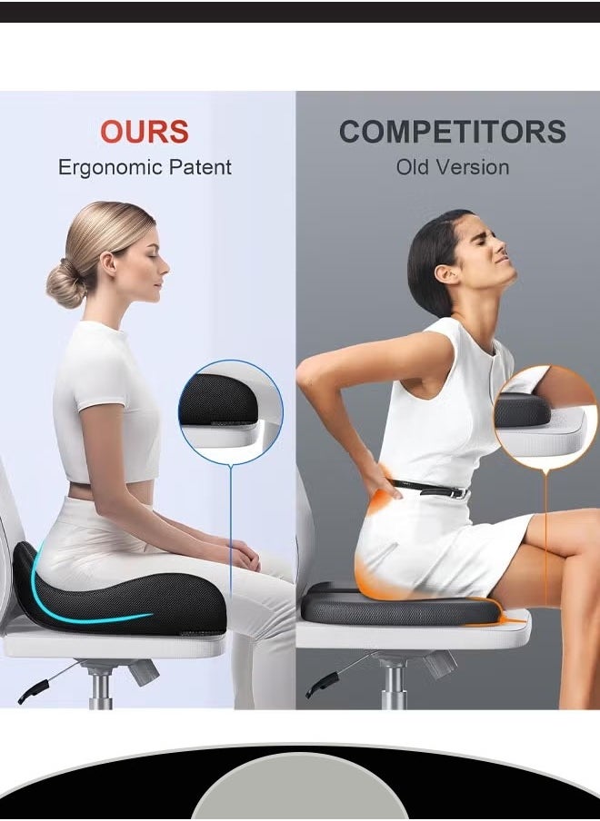 Generic - Seat Cushion – Office Chair Cushion – Non-Slip Gel & Memory Foam Coccyx Cushion for Tailbone Pain - Desk Chair Car Seat Cushion Driving - Sciatica & Back Pain Relief（Black） - Image 1