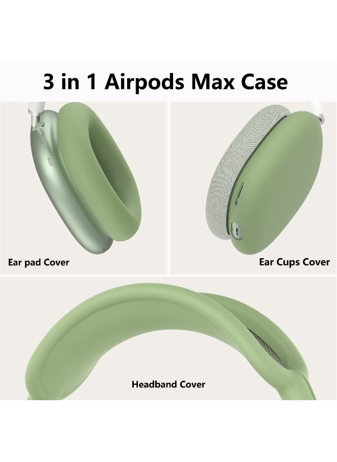 Generic - Silicone Cases Suitable for Apple AirPods Max 3-in-1 Headphones Anti-Scratch Ear Cups Cover Headband Cover and Ear Pad Protector Case Skin Accessories (Green) - Image 1