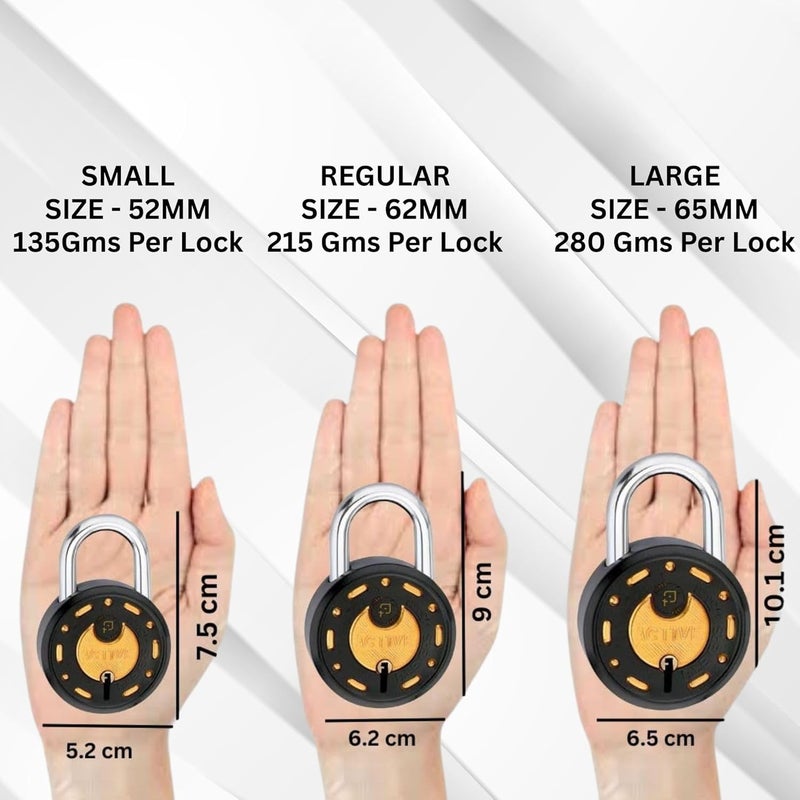 ONEPRO Azco Round Locks Multiple Keys Padlocks 52mm 65mm Steel Levers Double Locking, Strong Hardened Shackle Lock and Key for Home Door Shutter Shop Office Main Gate (10 Keys 50mm Black Pack of 1) - Image 4