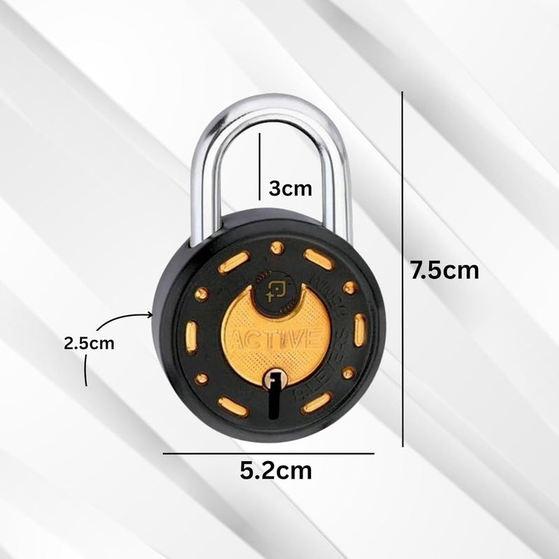 ONEPRO Azco Round Locks Multiple Keys Padlocks 52mm 65mm Steel Levers Double Locking, Strong Hardened Shackle Lock and Key for Home Door Shutter Shop Office Main Gate (10 Keys 50mm Black Pack of 1) - Image 2