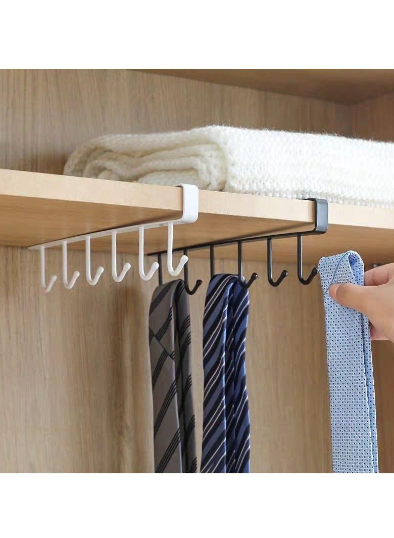 2pcs Hooks Cup Holder  Cupboard Shelf Hanging Hook Iron Hanging Row Hooks with 6 Hooks Kitchen Tool Rack for Cups Kitchen Utensils Ties Belts Scarf Keys  - Image 3