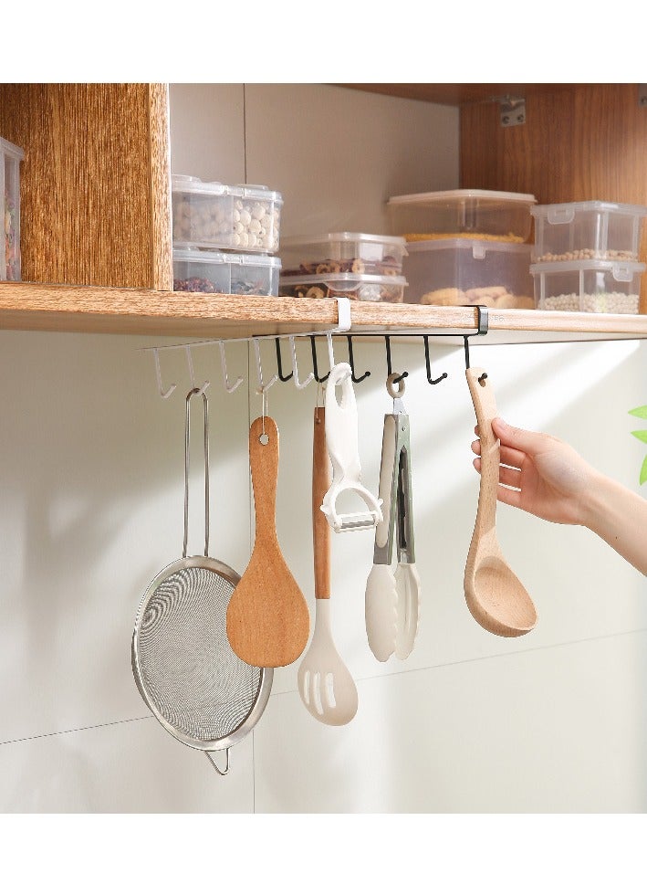 2pcs Hooks Cup Holder  Cupboard Shelf Hanging Hook Iron Hanging Row Hooks with 6 Hooks Kitchen Tool Rack for Cups Kitchen Utensils Ties Belts Scarf Keys  - Image 4