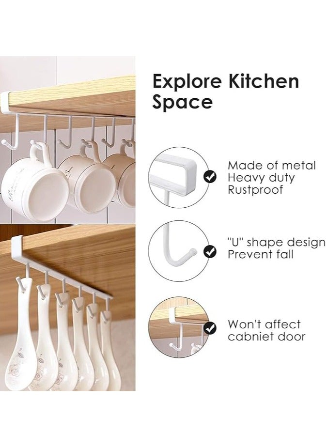 2pcs Hooks Cup Holder  Cupboard Shelf Hanging Hook Iron Hanging Row Hooks with 6 Hooks Kitchen Tool Rack for Cups Kitchen Utensils Ties Belts Scarf Keys  - Image 5