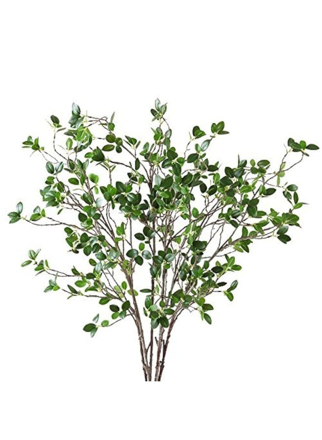 Htmeing Artificial Eucalytus Green Branches Faux Ficus Twig Home Office Shop Decoration (5 pcs) - Image 1