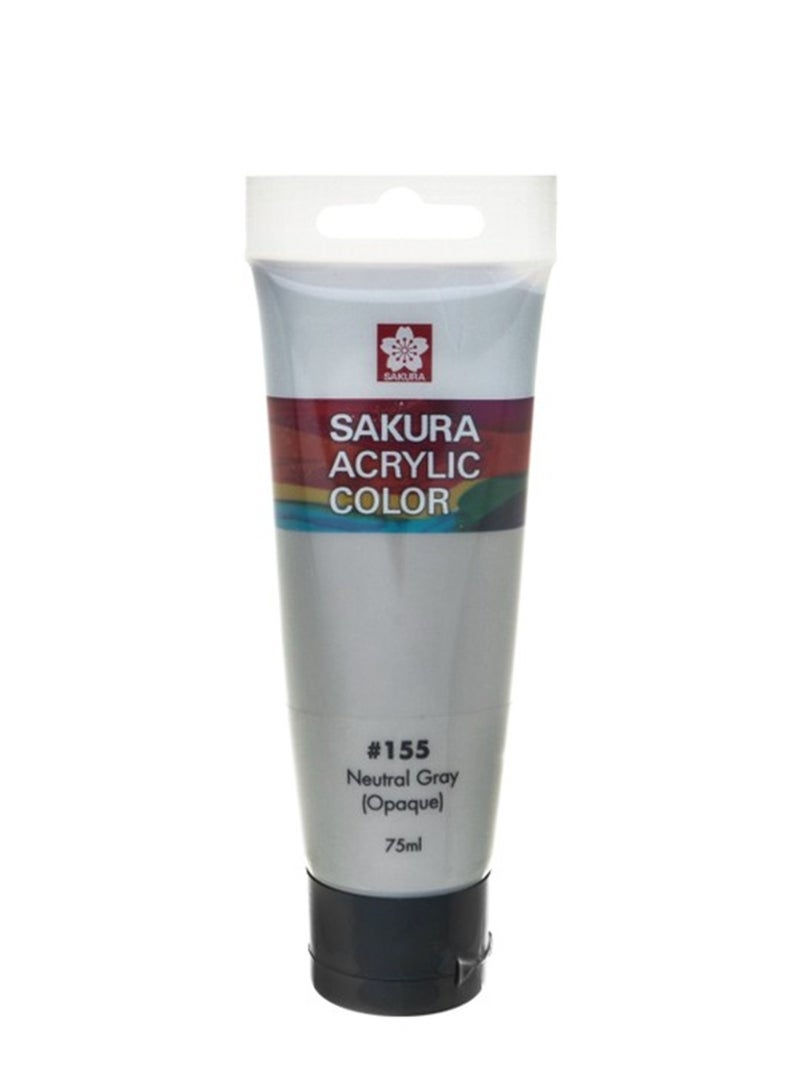 SAKURA Acrylic Color Paint Tube 75ml Content Neutral Gray - Image 1