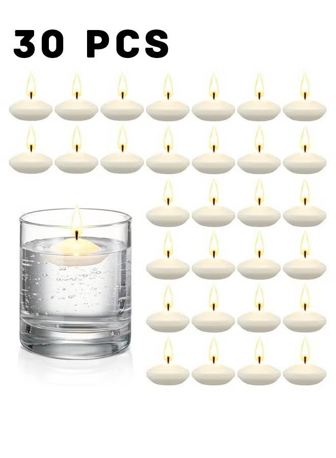 واي جيه 30 قطعة 1.5 "شموع عائمة غير معطرة للقطع المركزية شموع عائمة دافئة شموع عائمة لزينة حفلة زفاف (أبيض) - Image 1