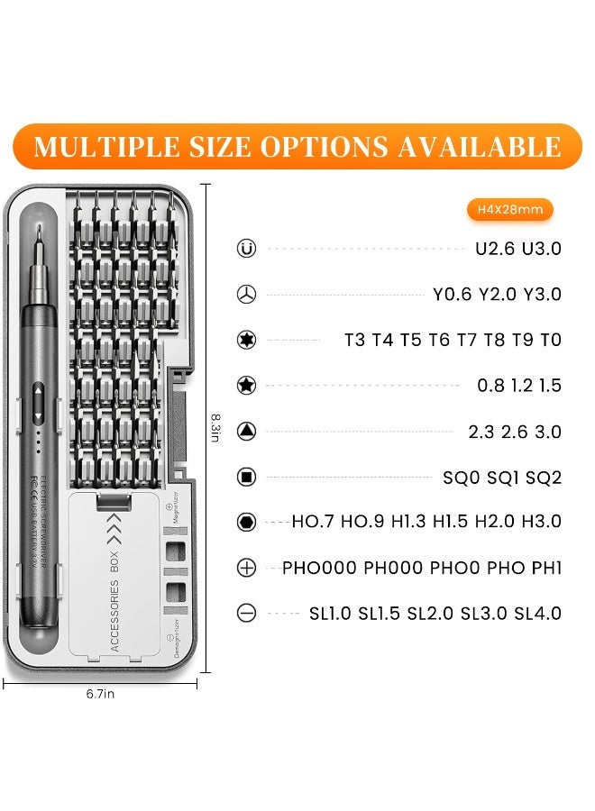 HASTHIP® Precision Screwdriver Set, 46 in 1 Precision Mini Electric Screwdriver with 38 Bits & 6 Pry Tools Tool Box, Multifunction Magnetic Driver Bit Set, USB Rechargeable for Phone, Camera, Watch - Image 2