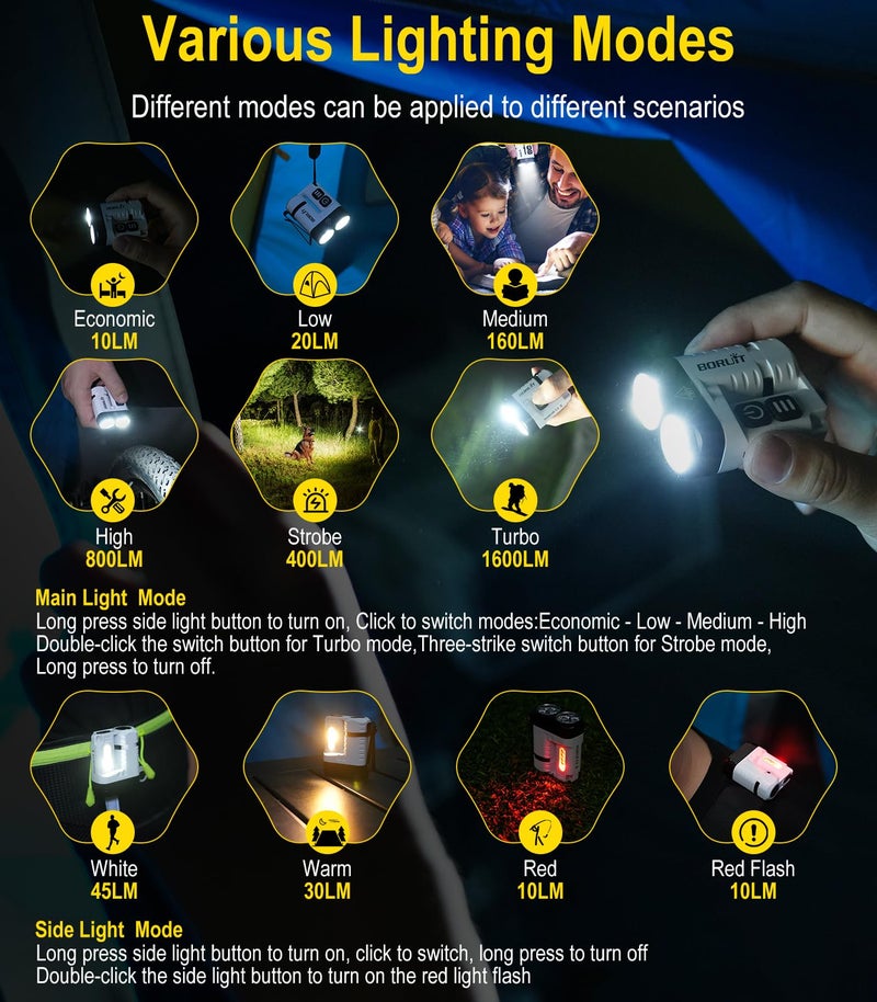 BORUIT U6 Small Flashlights Powerful, Super Bright Mini EDC Flashlight USB C Rechargeable Led Pocket Clip Flash Light with Keychain, Magnetic, Lanyard, IP68 Waterproof - Image 5