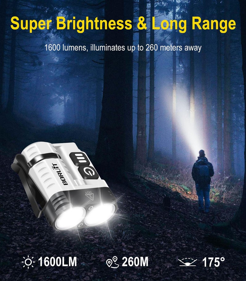 BORUIT U6 Small Flashlights Powerful, Super Bright Mini EDC Flashlight USB C Rechargeable Led Pocket Clip Flash Light with Keychain, Magnetic, Lanyard, IP68 Waterproof - Image 2