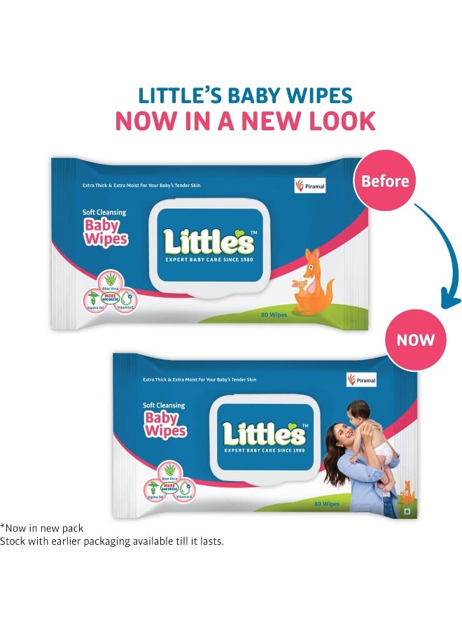 Little's - Little's Soft Cleansing Baby Wipes Lid, 80 Wipes (Pack of 2) - Image 1