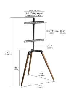 AL DARRA  AL WAQI Mobile Tripod Floor TV Stand for 32–75 Inch Screens, Height Adjustable with Storage Shelves – Ideal for Studios, Living Rooms, and Bedrooms – Elegant Design with High Flexibility and Swivel Function  - Image 3