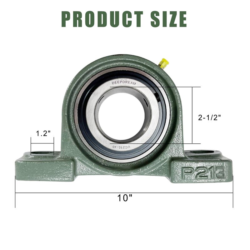 DEEPDREAM UCP213-40 Pillow Block Bearing - Pack of 2 Chrome Steel Bearings with 2 1/2" Bore, Self Alignment - Image 2