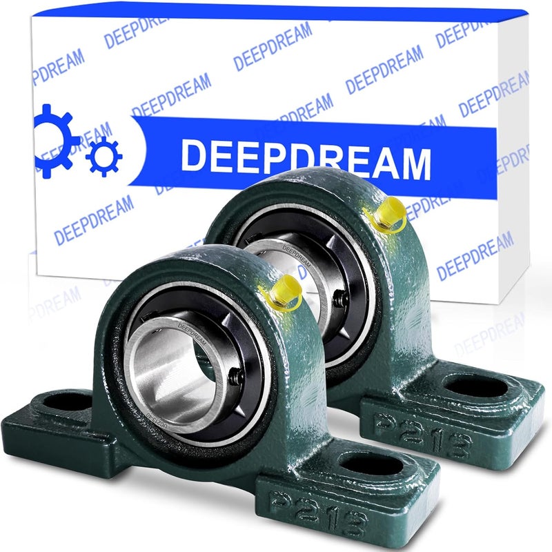 DEEPDREAM UCP213-40 Pillow Block Bearing - Pack of 2 Chrome Steel Bearings with 2 1/2" Bore, Self Alignment - Image 1