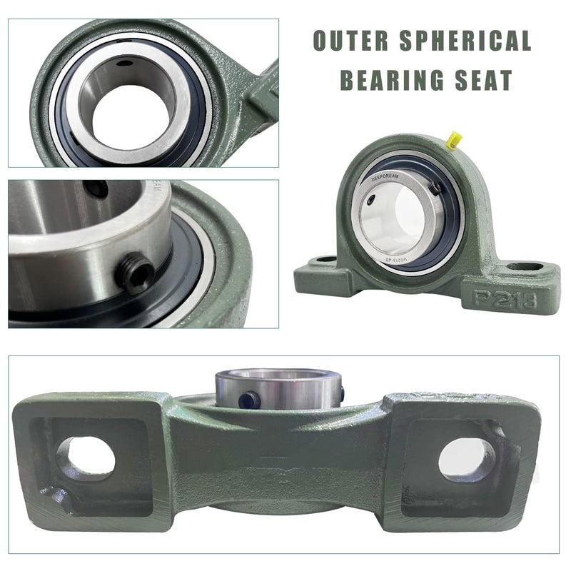 DEEPDREAM UCP213-40 Pillow Block Bearing - Pack of 2 Chrome Steel Bearings with 2 1/2" Bore, Self Alignment - Image 3