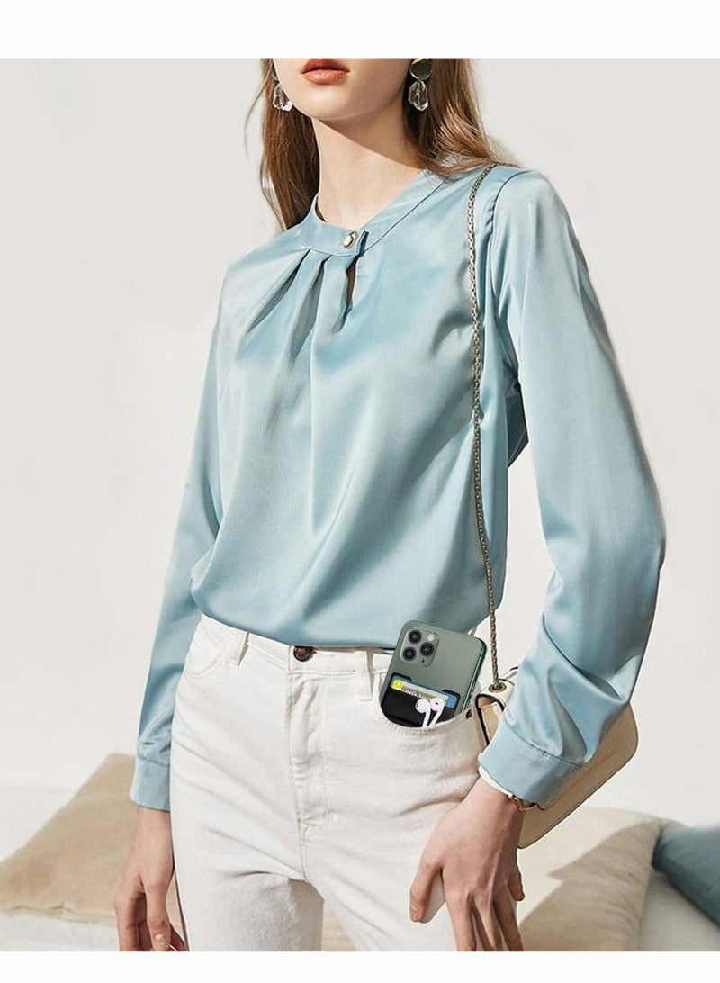 Excefore حامل بطاقات الهاتف، محفظة خلوية، حامل مزدوج من الليكرا قابل للتمدد لظهر بطاقة الائتمان، جيب عمل لجميع الهواتف الذكية، أسود وردي - Image 5