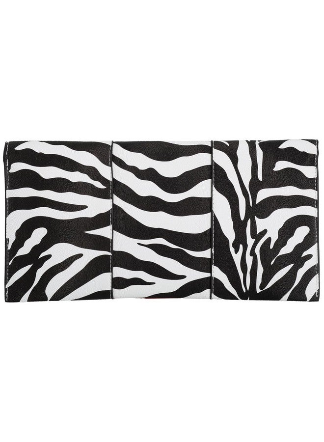 JNB Synthetic Leather Zebra Print Envelope Clutch White1 - Image 2