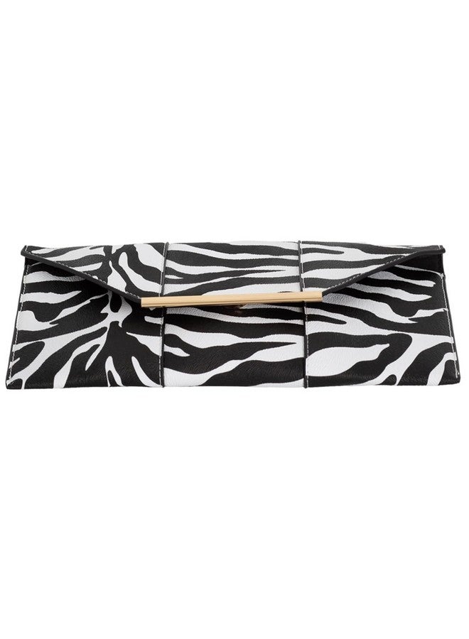 JNB Synthetic Leather Zebra Print Envelope Clutch White1 - Image 4