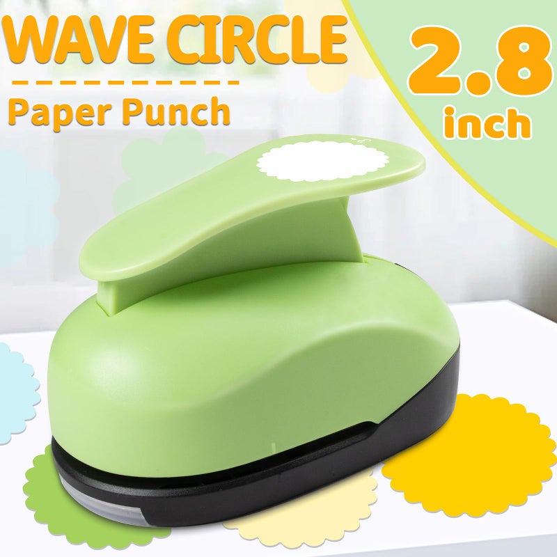 HKKYO Scalloped Circle Punch, Scalloped Circle Paper Punch, ScallopedHole Punches, Wave Circles Craft Punches, 2.8 Inch Hole Puncher Shape, Wave Circles Puncher for Paper Crafts Scrapbook Card Making - Image 5