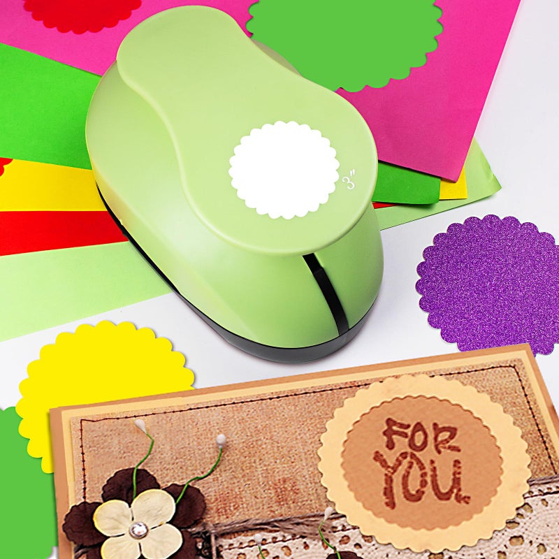 HKKYO Scalloped Circle Punch, Scalloped Circle Paper Punch, ScallopedHole Punches, Wave Circles Craft Punches, 2.8 Inch Hole Puncher Shape, Wave Circles Puncher for Paper Crafts Scrapbook Card Making - Image 3