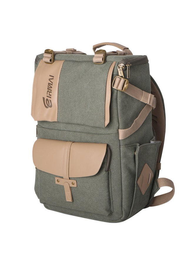 Generic Rima Digital Camera Bag Canvas Casual Photography Backpack Geography Backpack Computer Bag-Color:Grass Green  - Image 1