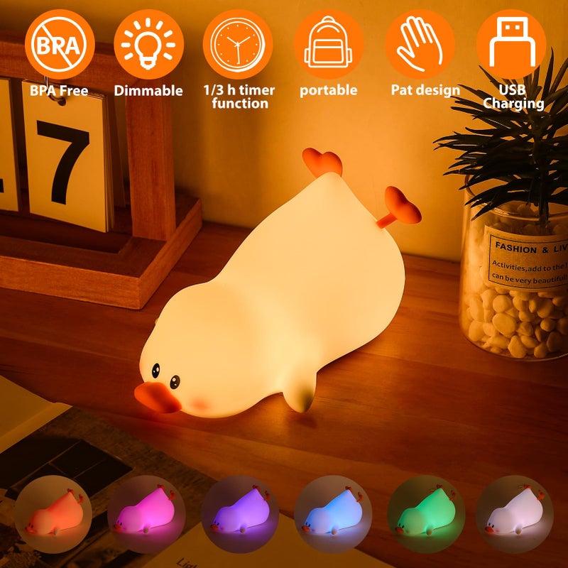 ZKLiLi Night Light for Kids Lamp, 16 Colors Lamp Cute, Dimmable Baby Night Lights for Nursery,Silicone Rechargeable Nightlight for Kids Room, Kawaii Room Decor (Duck) - Image 2