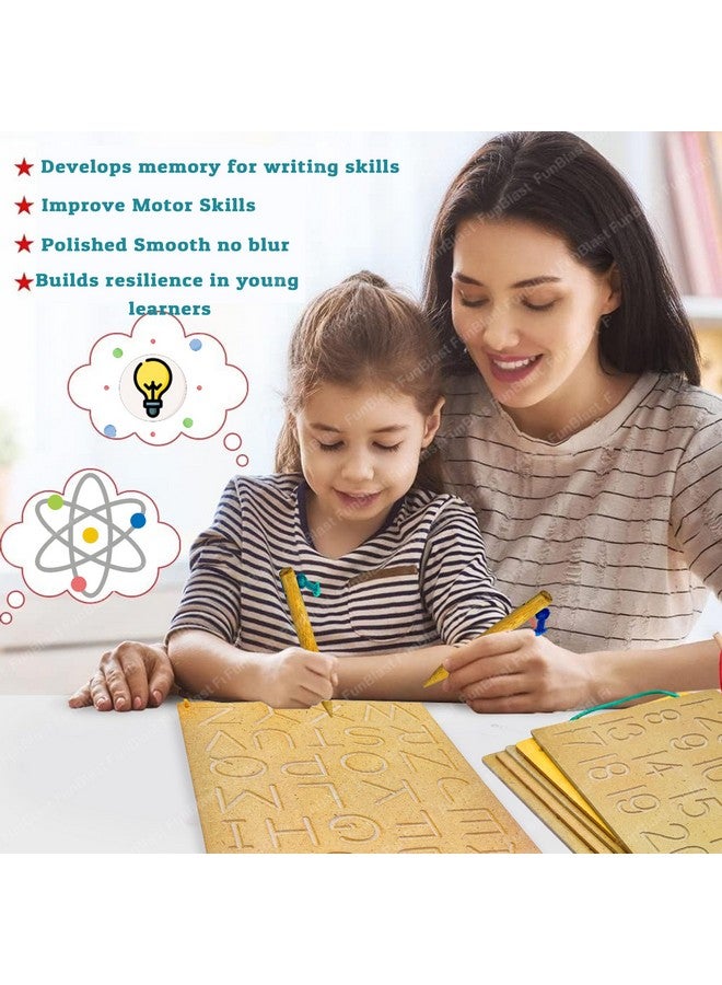 FunBlast FunBlast Writing Practice Tracing Wooden Boards for Kids- Set of 5 Includes Small & Capital Alphabet, Numbers and Hindi Alphabet (Made in India)- Multicolor  - Image 5